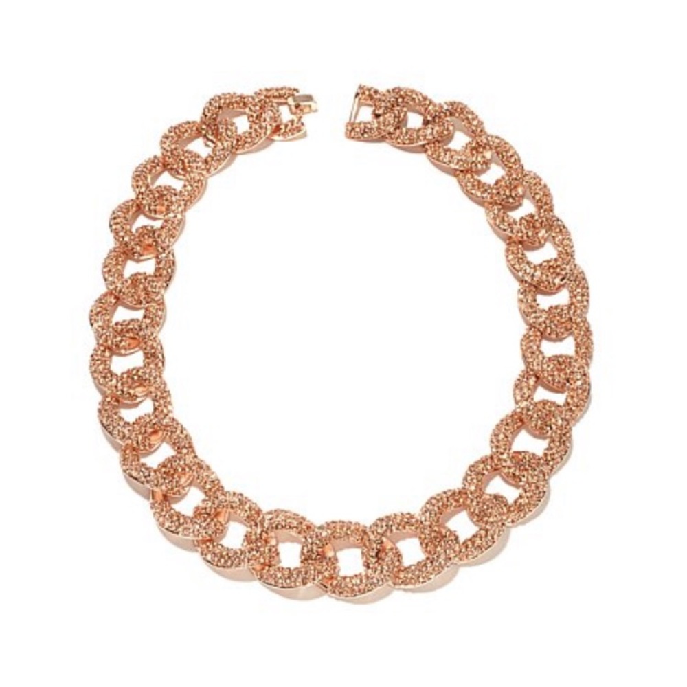 Real Collectibles Rosetone Pave Necklace